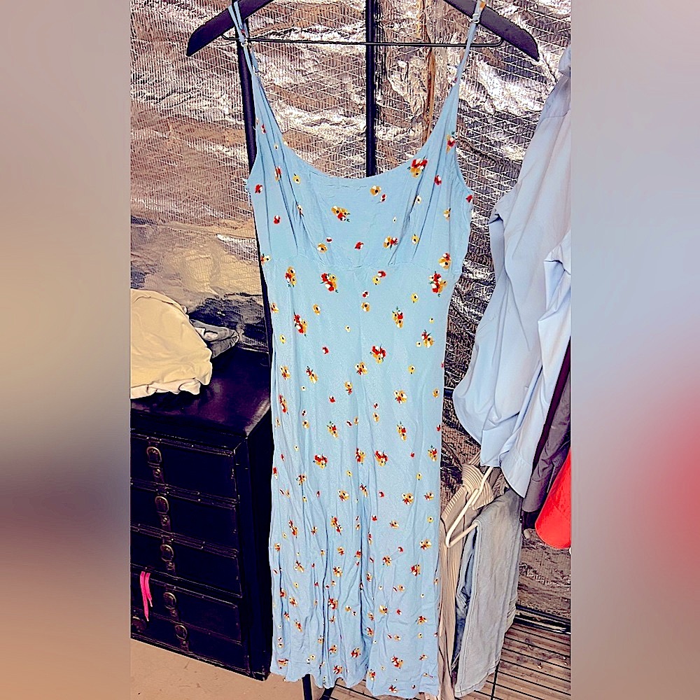 Astr Light Blue Floral Midi Dress